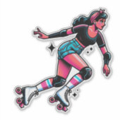 Aangepaste-Cut Vinyl Sticker: Roller Girl Sticker (Voorkant)