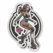 Aangepaste-Cut Vinyl Sticker: Roller Girl Sticker (Voorkant)