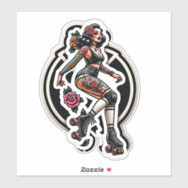 Aangepaste-Cut Vinyl Sticker: Roller Girl Sticker