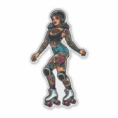 Aangepaste-Cut Vinyl Sticker: Roller Girl Sticker (Voorkant)