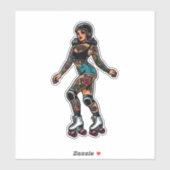 Aangepaste-Cut Vinyl Sticker: Roller Girl Sticker (Vel)