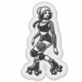 Aangepaste-Cut Vinyl Sticker: Roller Girl Sticker (Voorkant)