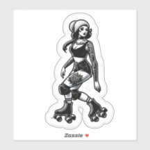 Aangepaste-Cut Vinyl Sticker: Roller Girl