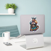Aangepaste-Cut Vinyl Sticker: Warrior Woman Sticker (Laptop op bureau)