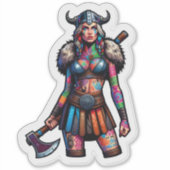 Aangepaste-Cut Vinyl Sticker: Warrior Woman Sticker (Voorkant)