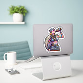 Aangepaste-Cut Vinyl Sticker: Warrior Woman Sticker (Laptop op bureau)