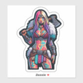 Aangepaste-Cut Vinyl Sticker: Warrior Woman Sticker (Vel)