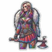 Aangepaste-Cut Vinyl Sticker: Warrior Woman Sticker (Voorkant)