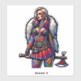 Aangepaste-Cut Vinyl Sticker: Warrior Woman Sticker