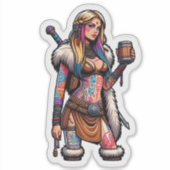 Aangepaste-Cut Vinyl Sticker: Warrior Woman Sticker (Voorkant)