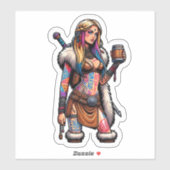 Aangepaste-Cut Vinyl Sticker: Warrior Woman Sticker (Vel)