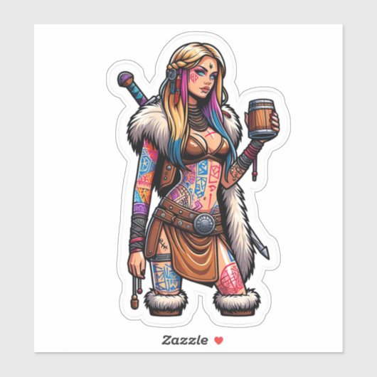 Aangepaste-Cut Vinyl Sticker: Warrior Woman Sticker (Vel)