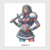 Aangepaste-Cut Vinyl Sticker: Warrior Woman Sticker (Vel)