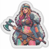 Aangepaste-Cut Vinyl Sticker: Warrior Woman Sticker (Voorkant)