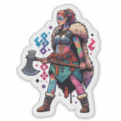 Aangepaste-Cut Vinyl Sticker: Warrior Woman Sticker (Voorkant)