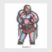 Aangepaste-Cut Vinyl Sticker: Warrior Woman Sticker (Vel)