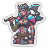 Aangepaste-Cut Vinyl Sticker: Warrior Woman Sticker (Voorkant)