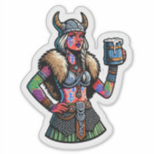 Aangepaste-Cut Vinyl Sticker: Warrior Woman Sticker (Voorkant)