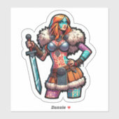 Aangepaste-Cut Vinyl Sticker: Warrior Woman Sticker (Vel)