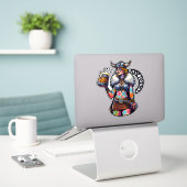 Aangepaste-Cut Vinyl Sticker: Warrior Woman Sticker (Laptop op bureau)