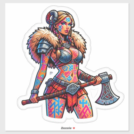 Aangepaste-Cut Vinyl Sticker: Warrior Woman Sticker (Vel)