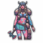 Aangepaste-Cut Vinyl Sticker: Warrior Woman Sticker (Voorkant)