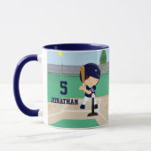 Aangepaste Cute Baseball cartoon player Mok (Links)