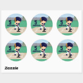 Aangepaste Cute Baseball cartoon player Ronde Sticker (Vel)