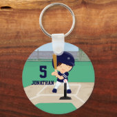 Aangepaste Cute Baseball cartoon player Sleutelhanger (Achterkant)