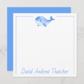 Aangepaste Cute Blue Whale Notitiekaartje (Voorkant / Achterkant)