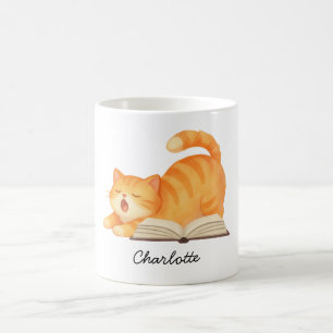 Aangepaste Cute Bookish Cat Lover Koffiemok
