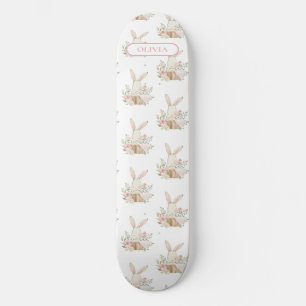 Aangepaste Cute Bunny Rabbit Floral Skateboard