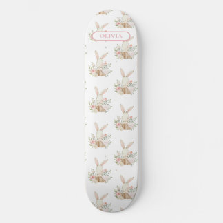 Aangepaste Cute Bunny Rabbit Floral Skateboard