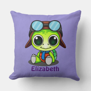 Aangepaste Cute Chibi Turtle in Aviator Pet Kussen