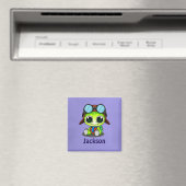 Aangepaste Cute Chibi Turtle in Aviator Pet Magneet (Insitu (Vaatwasser))