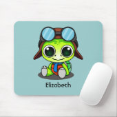 Aangepaste Cute Chibi Turtle in Aviator Pet Muismat (Met muis)