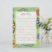 Aangepaste Cute Colorful Flowers op Green Briefpapier (Staand voorkant)