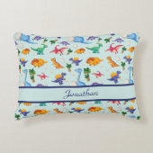 Aangepaste Cute Dinosaurs Blue Boy Baby Accent Kussen (Voorkant)