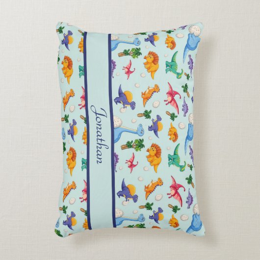 Aangepaste Cute Dinosaurs Blue Boy Baby Accent Kussen (Voorkant(Verticaal))