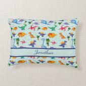 Aangepaste Cute Dinosaurs Blue Boy Baby Accent Kussen (Achterkant)