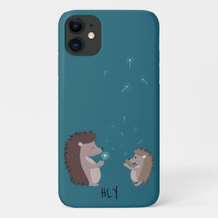 Aangepaste cute egel met kaarelions iPhone 11 hoesje