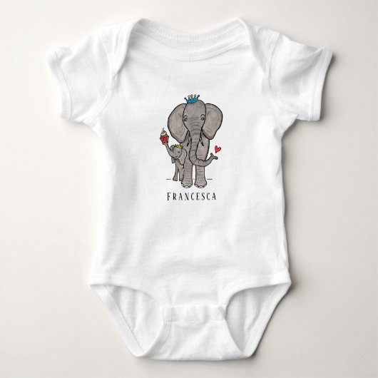 Aangepaste Cute Elephant en Baby Romper (Voorkant)