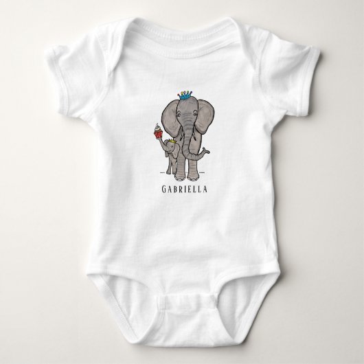 Aangepaste Cute Elephant en Baby Romper (Voorkant)