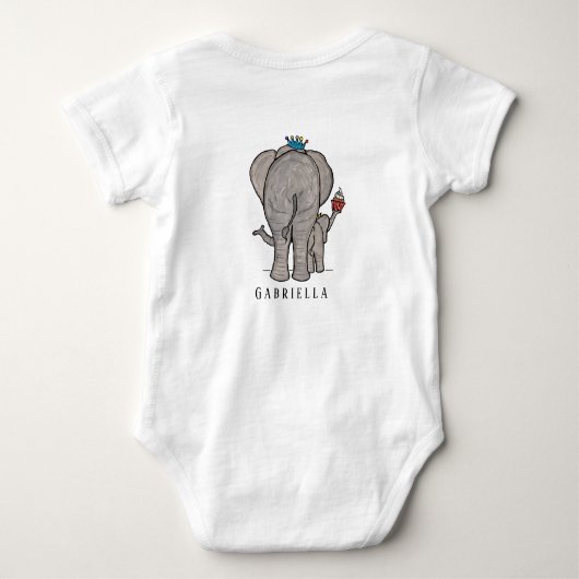 Aangepaste Cute Elephant en Baby Romper (Achterkant)