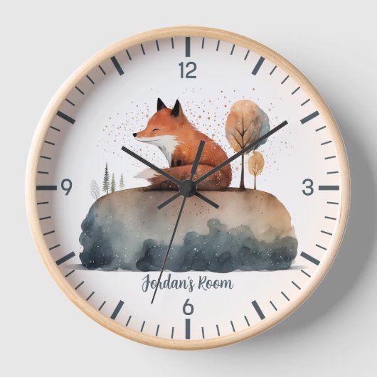Aangepaste Cute Fox Clock (Voorkant)
