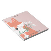 Aangepaste Cute Fox met bloemen Notitieblok (Schuin)