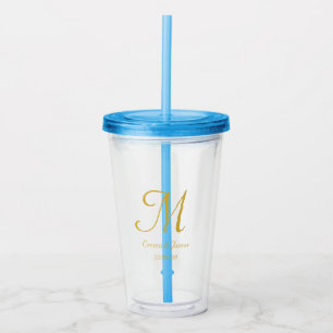 Aangepaste Cute Gold Script-monogram Acryl Drinkbeker