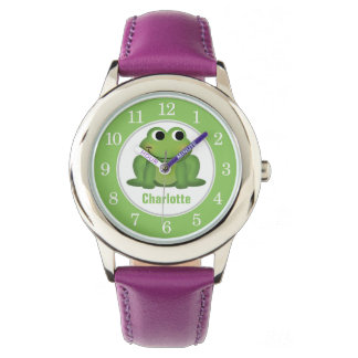 Aangepaste Cute Green Frog Kinder Watch Horloge
