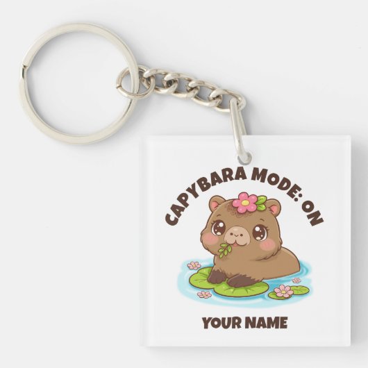 Aangepaste Cute Kawaii Capybara Modus Sleutelhanger (voorkant)