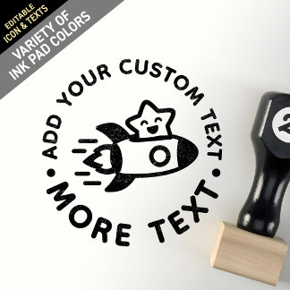 Aangepaste Cute Kawaii Chibi Lo-Fi Ruimteraket Ste Rubberstempel